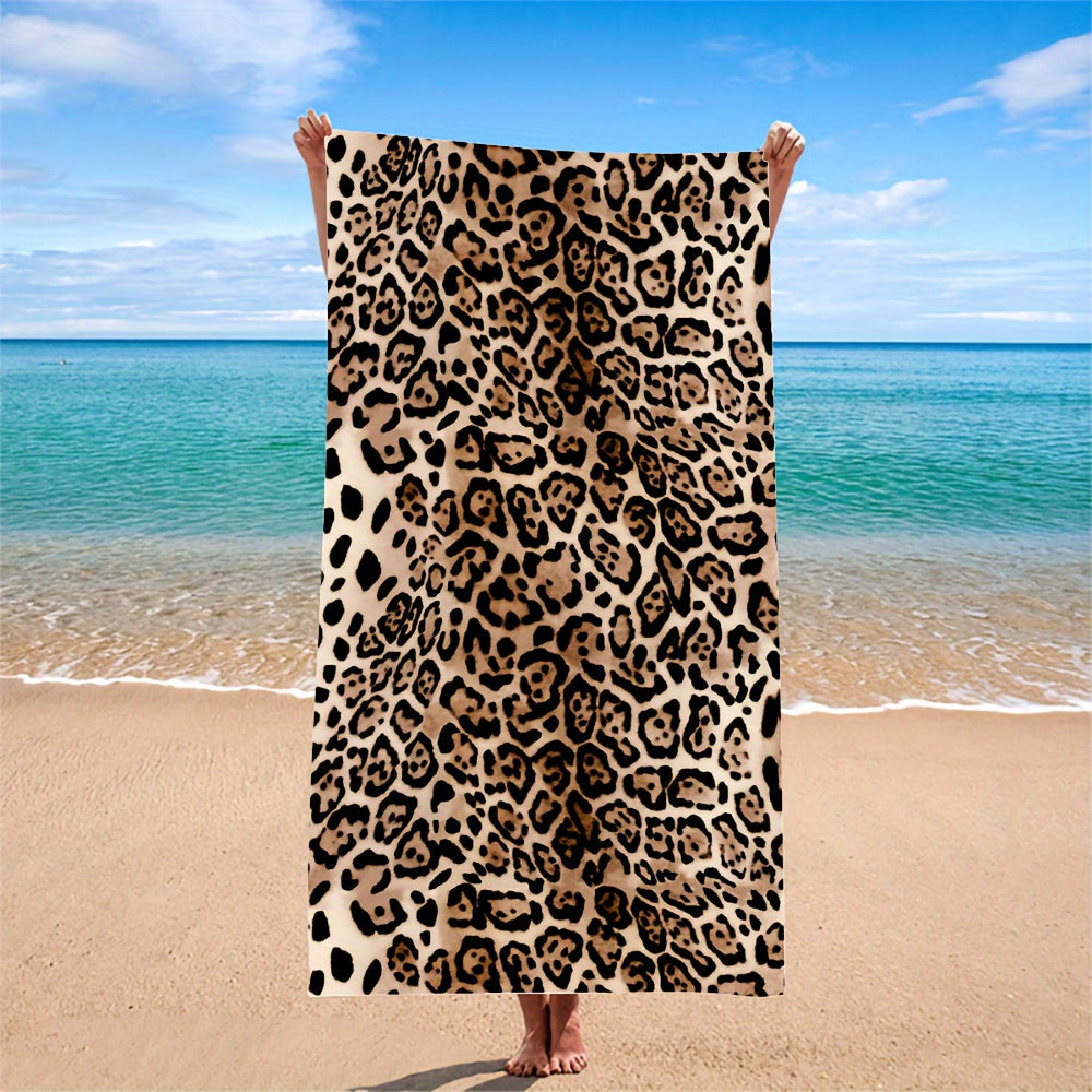 Leopard Print Microfiber Beach Towel Oversized Quick Dry Absorbent for Beach Pool