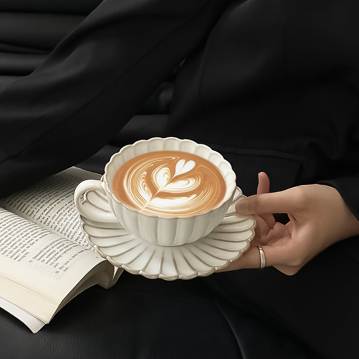 Japanese-Style Ceramic Coffee Mug with Saucer Set Reusable Hand Wash Only