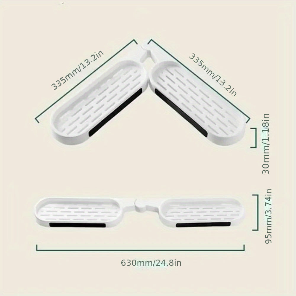 Corner Shelf with Rotatable Design and Drainage System for Bathroom and Kitchen Storage White Gray Black