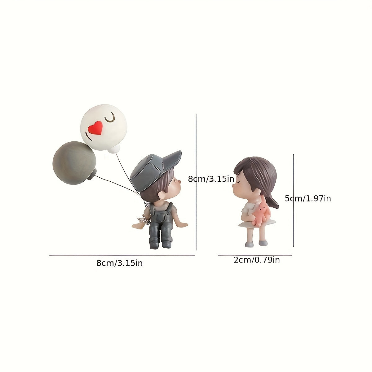 Cartoon Couple Car Interior Decor Figurines Plastic Gift for Boys and Girls