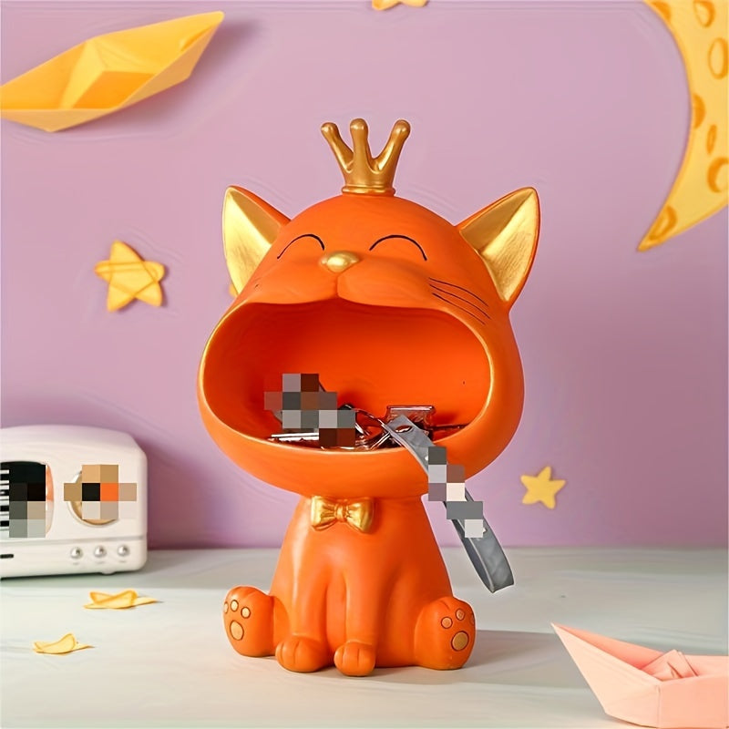 Big Mouth Cat Storage Box Ornament for Wine Cabinet Entryway Key Desktop Decor