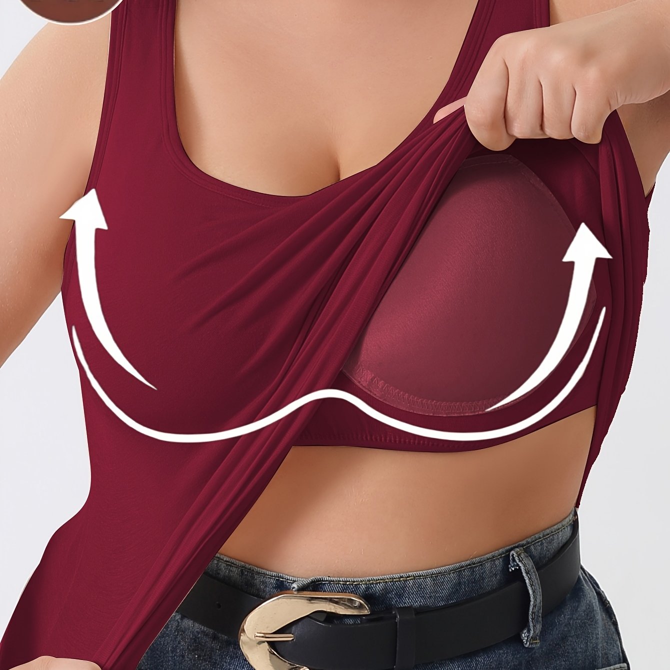 Plus Size Women's Wide Strap Tank Top with Built-In Bra Casual All-Season