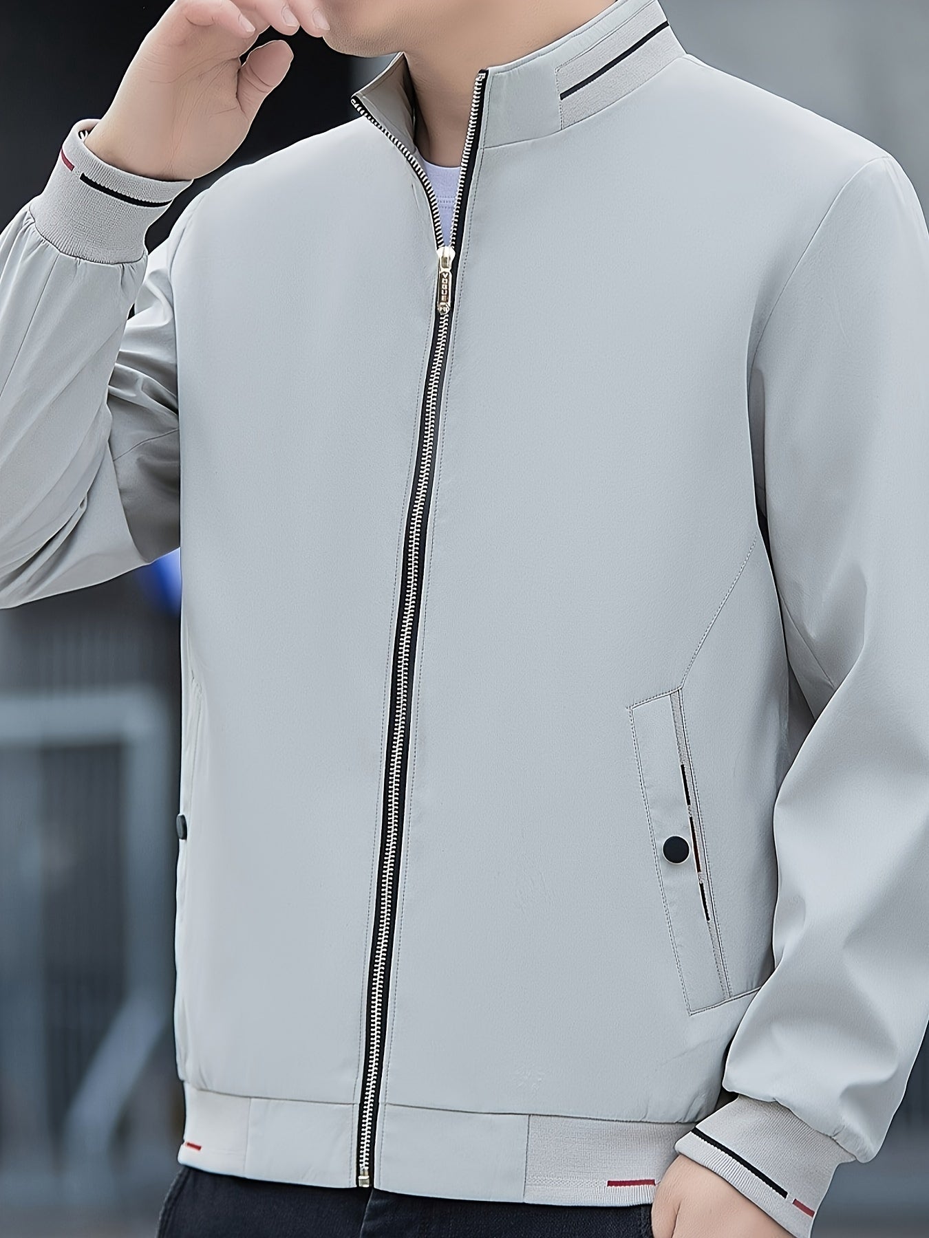 Erkaklar uchun tasodifiy shamol to'suvchi kurtka, zip-up yopilishi va turli xil yelka - sovg'a sifatida mukammal