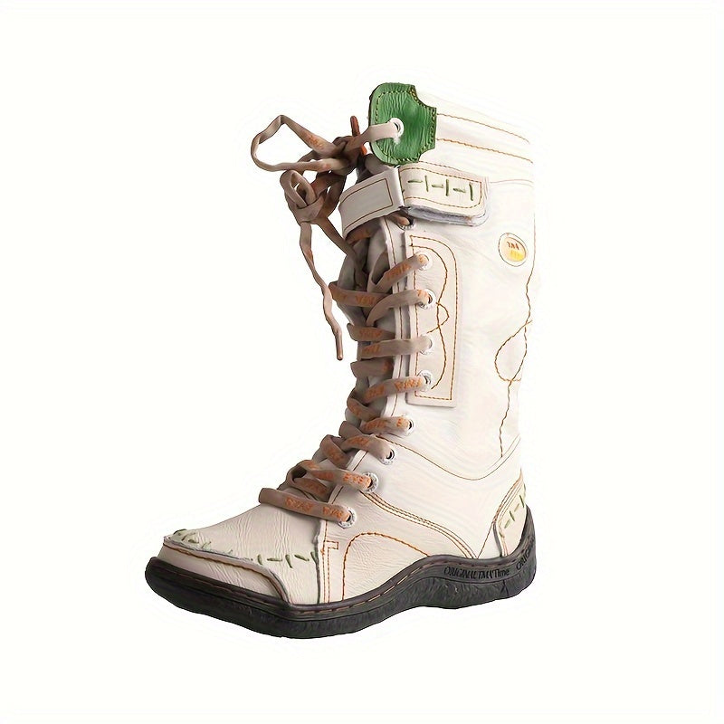 Women Mid-Calf Western Boots Solid Color Summer Winter Zipper Heel