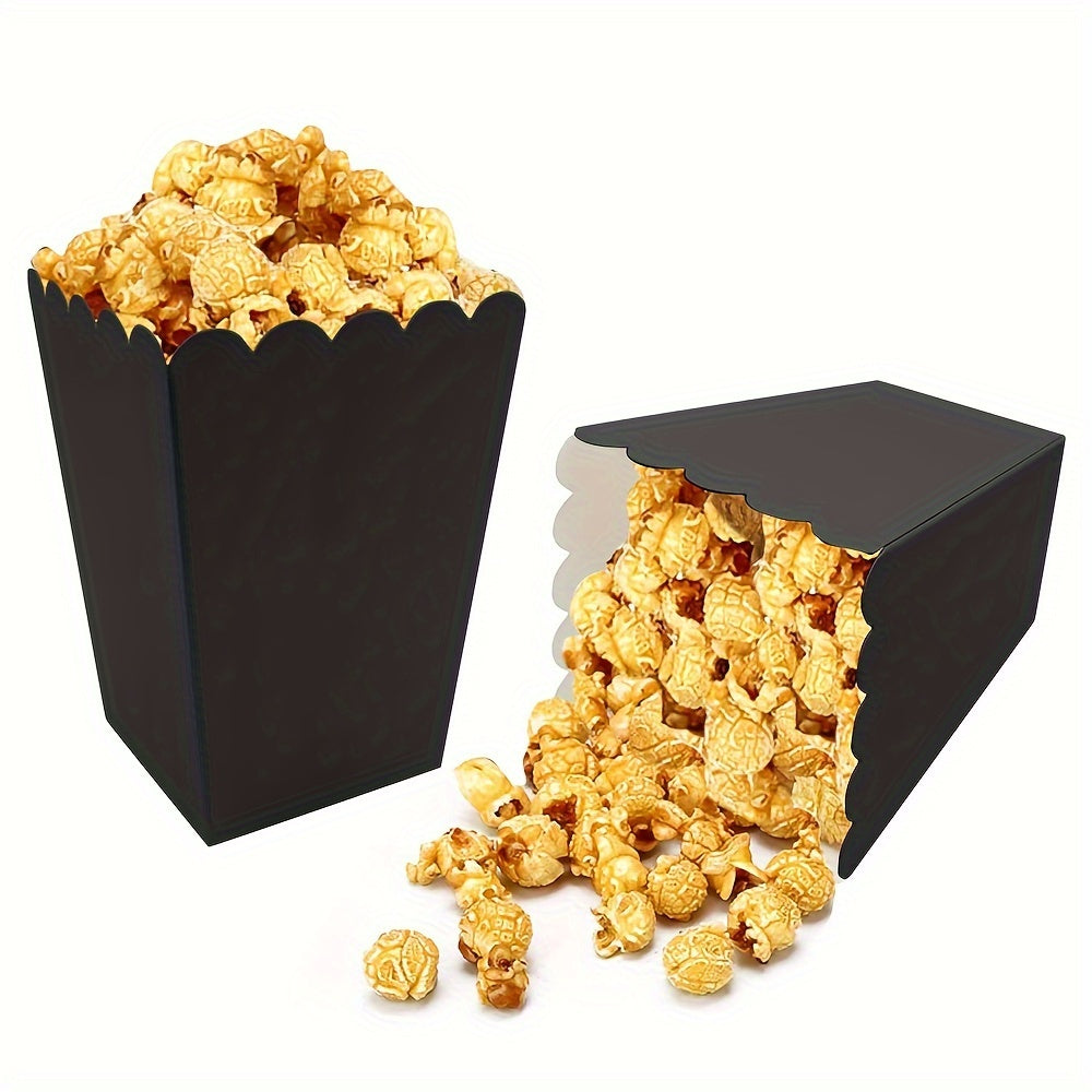 Disposable Black and White Paper Popcorn Boxes for Parties and Events 24pcs