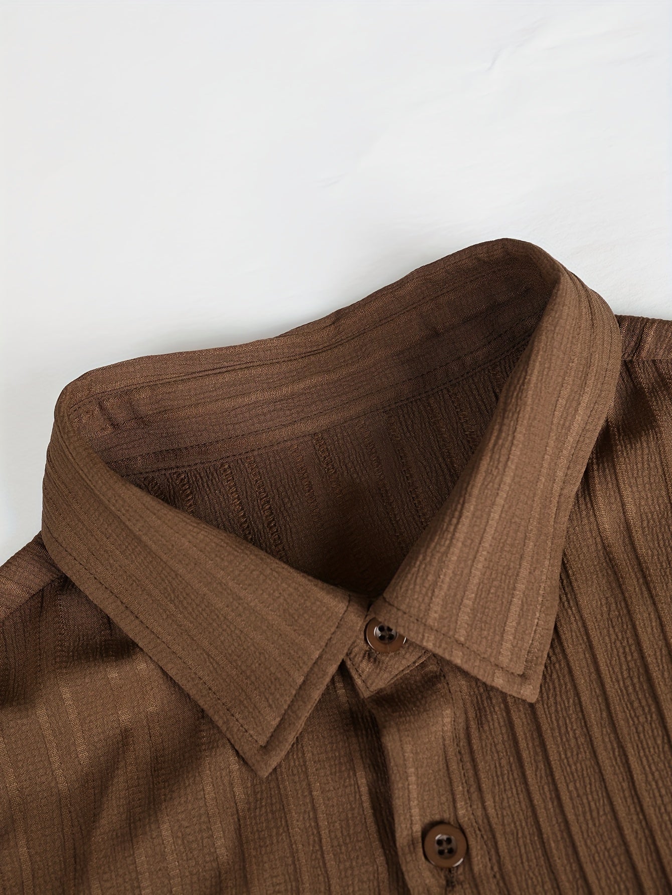 Men's Solid Color Textured Shirt and Pants Set Casual Four-Season Outdoor Outfit