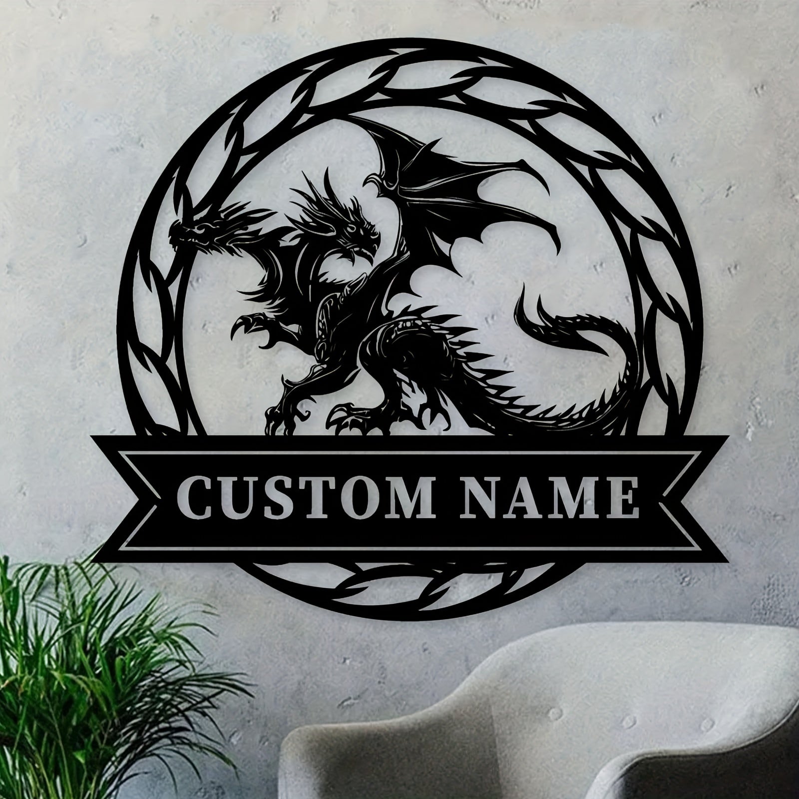 Custom Dragon Metal Wall Art with Name, Weatherproof AAA Grade Metal, Nursery Room Decor