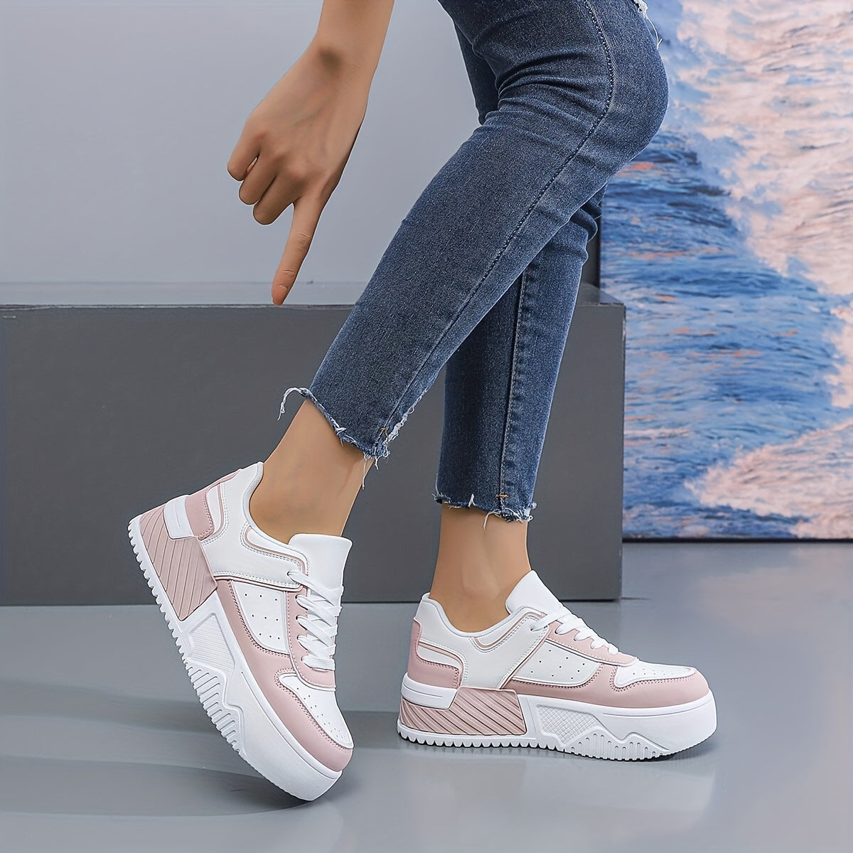 Women's Casual Wedge Sneakers - All-Season Lace-Up Shoes, Lightweight