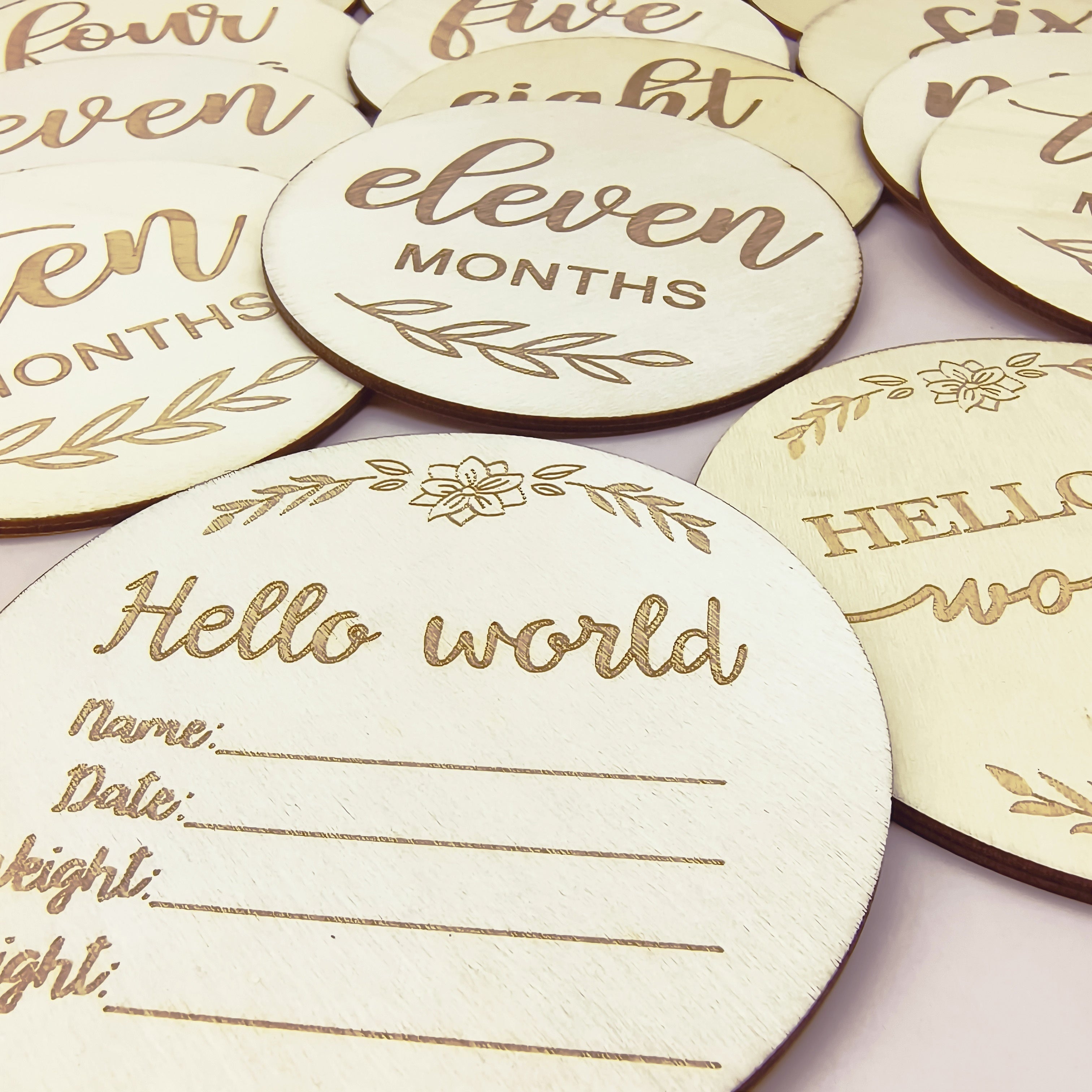 Набор из 14 деревянных памятных знаков для первого года малыша и объявлений о рождении