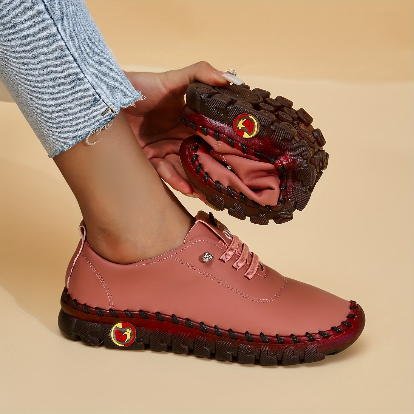 Zapatillas planas de color sólido para mujer, zapatos casuales sin cordones para caminar