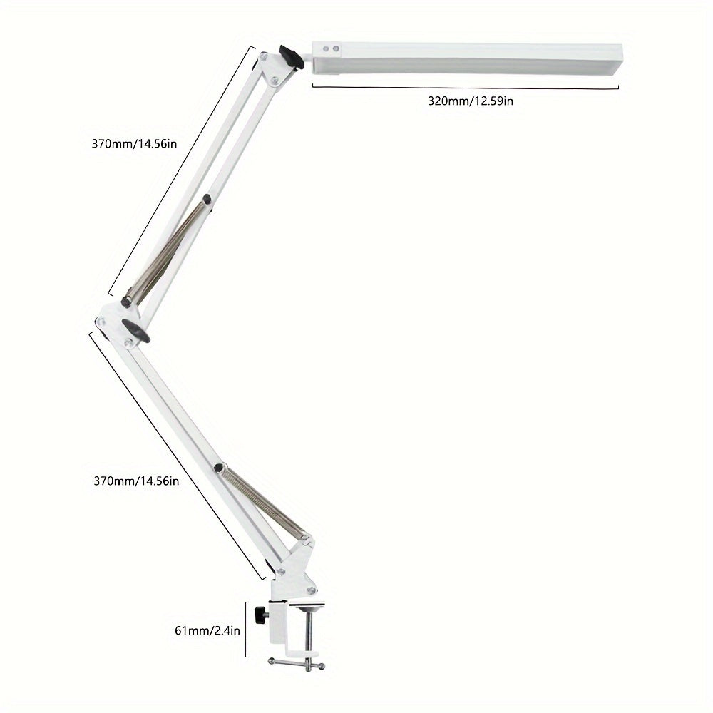Adjustable LED Desk Lamp with Clip-On Base USB Powered 3 Color Temperatures 10 Brightness Levels Modern Swing Arm for Office Reading Study