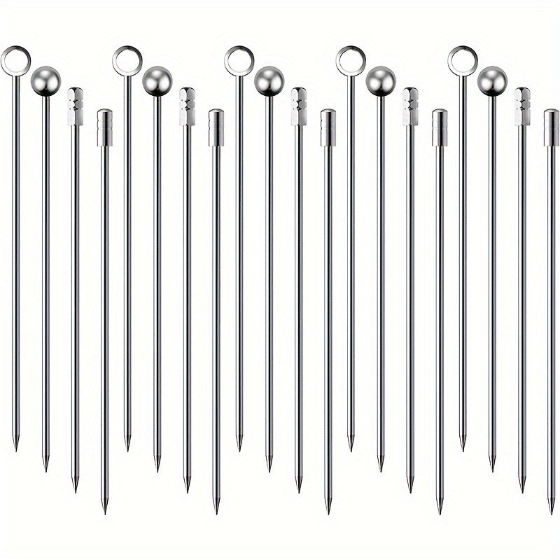 5/10/15/20/40 нержавеющие стальные коктейльные шпажки для Блоди Мэри, фруктов в бренди и оливок для мартини. Многоразовые металлические шампуры для закусок.