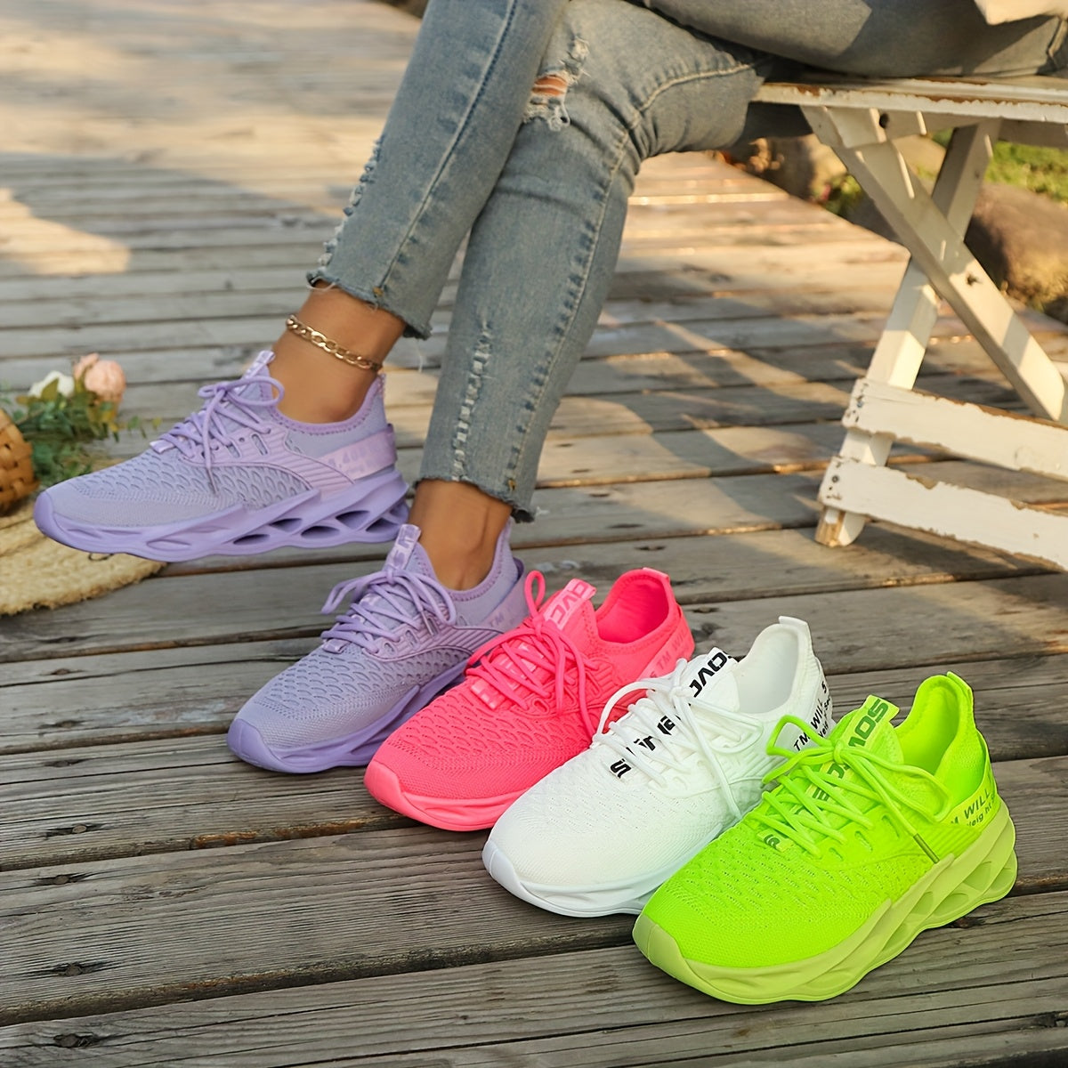 Women's Breathable Mesh Sneakers Lightweight Athletic Casual Shoes Solid Colors