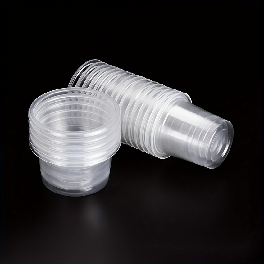 Set of 38 Transparent Plastic Trial Cups for Small Aviation Tasting Beverages, Dishwasher Safe, 4 Sizes