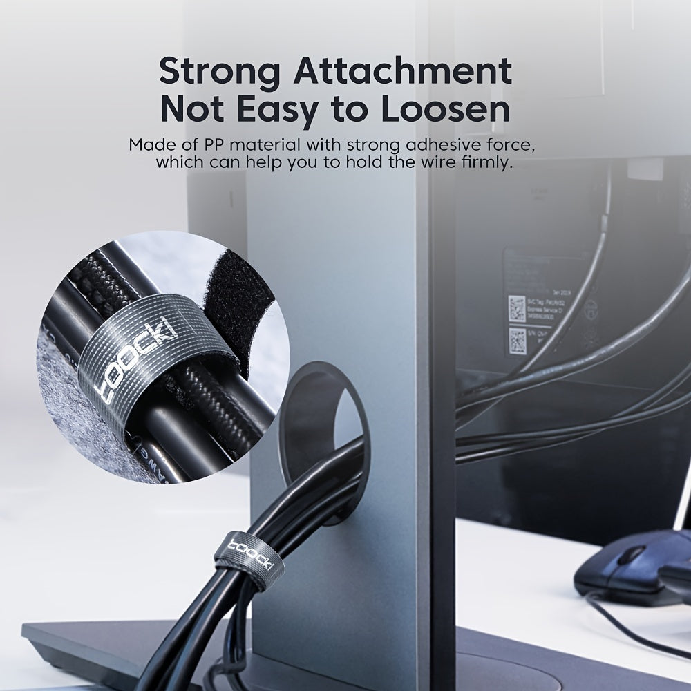 Black and Gray Nylon Cable Winder Tape for iPhone Xiaomi Poco Desk Organizer 3m 5m