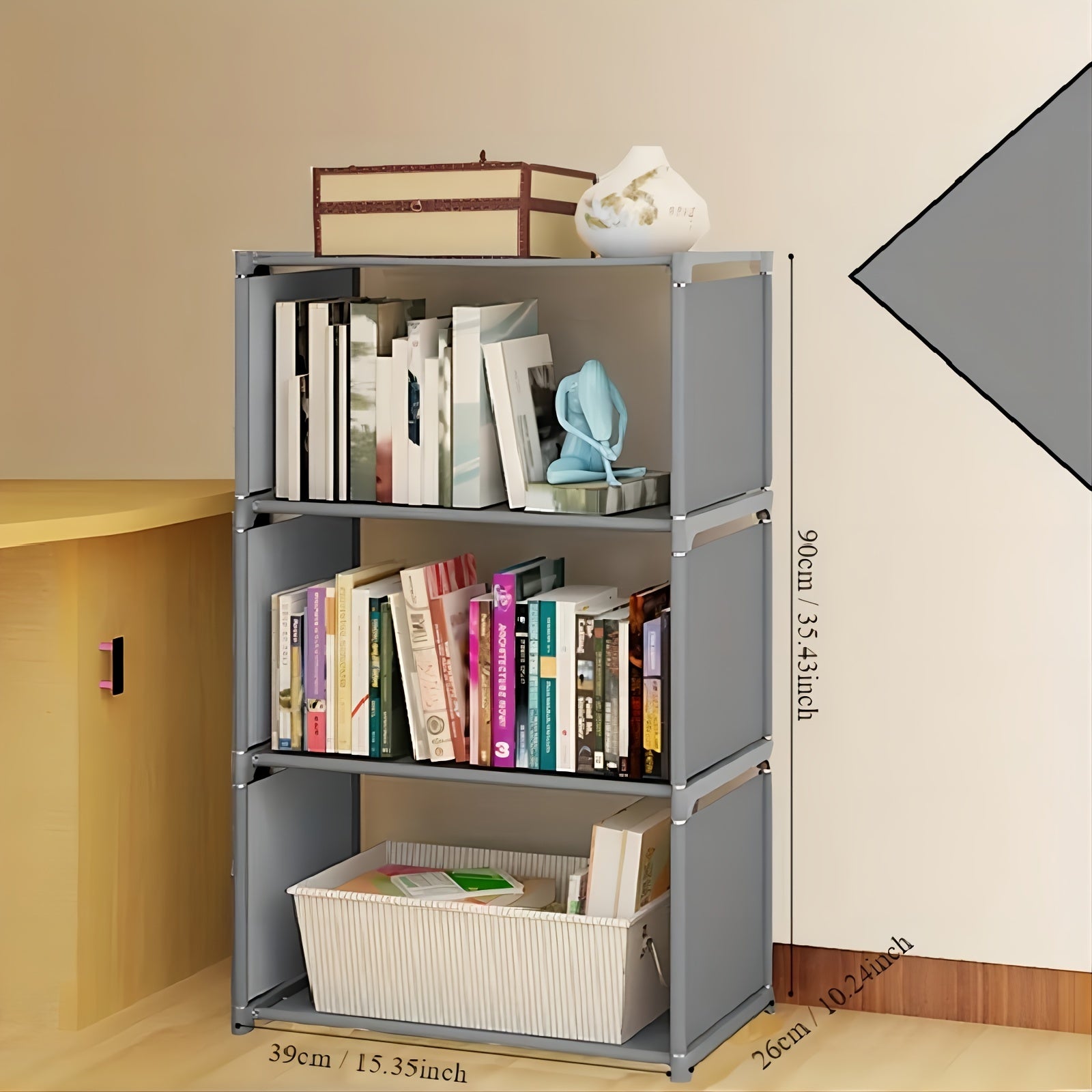 Metal Multi-Layer Storage Organizer with Dustproof Shelves for Bedrooms Dorms and Classrooms
