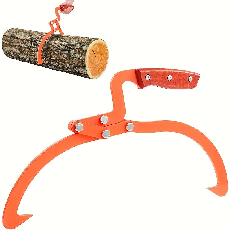 Durable 50.8cm Log Tongs with Anti-Slip Handle for Moving Wood Up to 49.9 KG Orange
