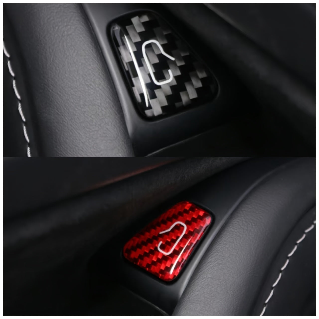 4PCS Carbon Fiber Door Lock Switch Cover Trim for Tesla Model 3 Y Interior