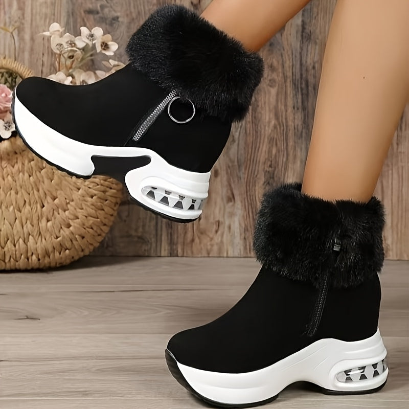 Women's Winter Boots Fleece Lined Snow Boots with Zipper and Thick Sole