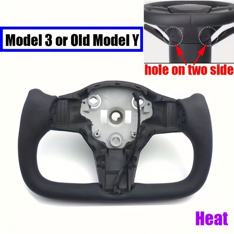 Car Steering Wheel Cover Black White Nappa Yoke for Tesla Model Y 2024