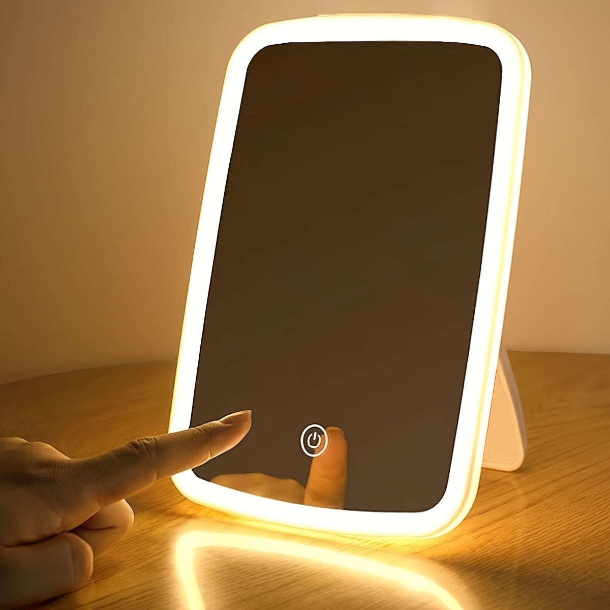 Portable USB Charging LED Makeup Mirror with White Light Touch Switch Adjustable Brightness