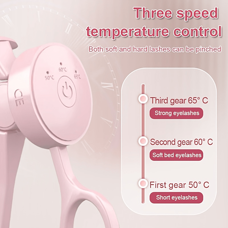 Electric Eyelash Curler with Temperature Control USB Rechargeable Compact Pink Beauty Tool