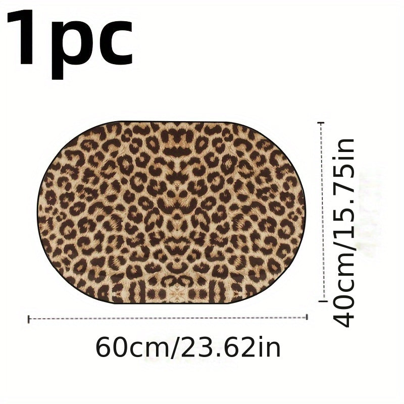 Absorbent Polyester Floor Mat for RV Bathroom Kitchen Bedroom Leopard Print