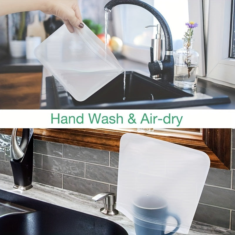 3 ta silikon qayta ishlatiladigan sumka to'plami, kichik, o'rta, juda katta, suyuqlik o'tkazmaydigan oziq-ovqat saqlash