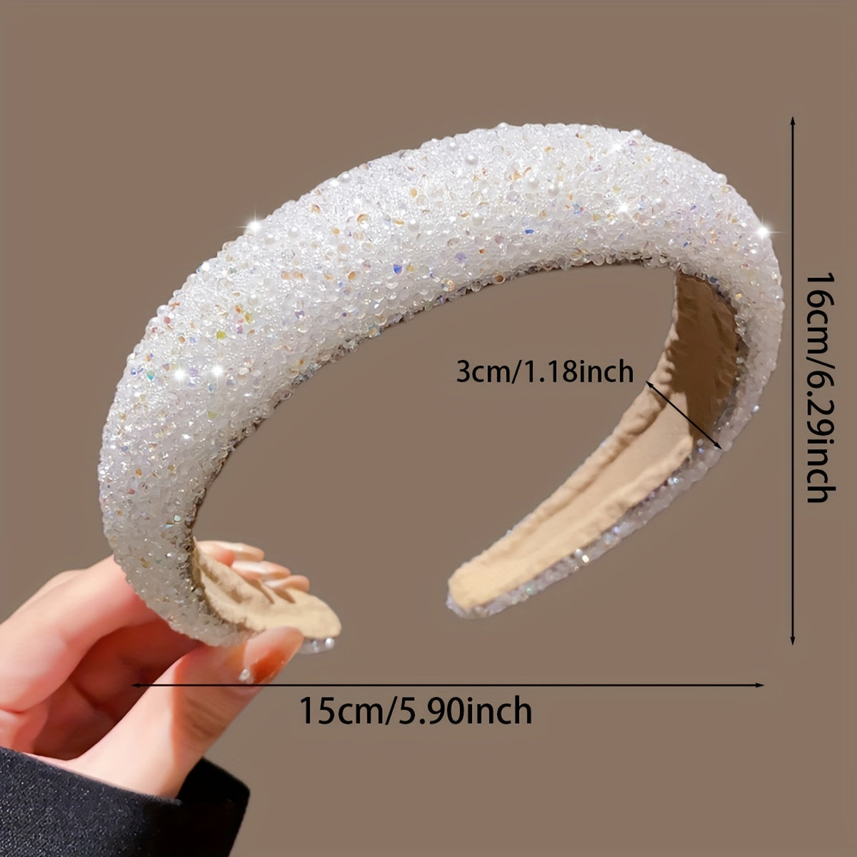 Faux Pearl Rhinestone Hairband for Women Solid Color Headband for Parties and Daily Wear