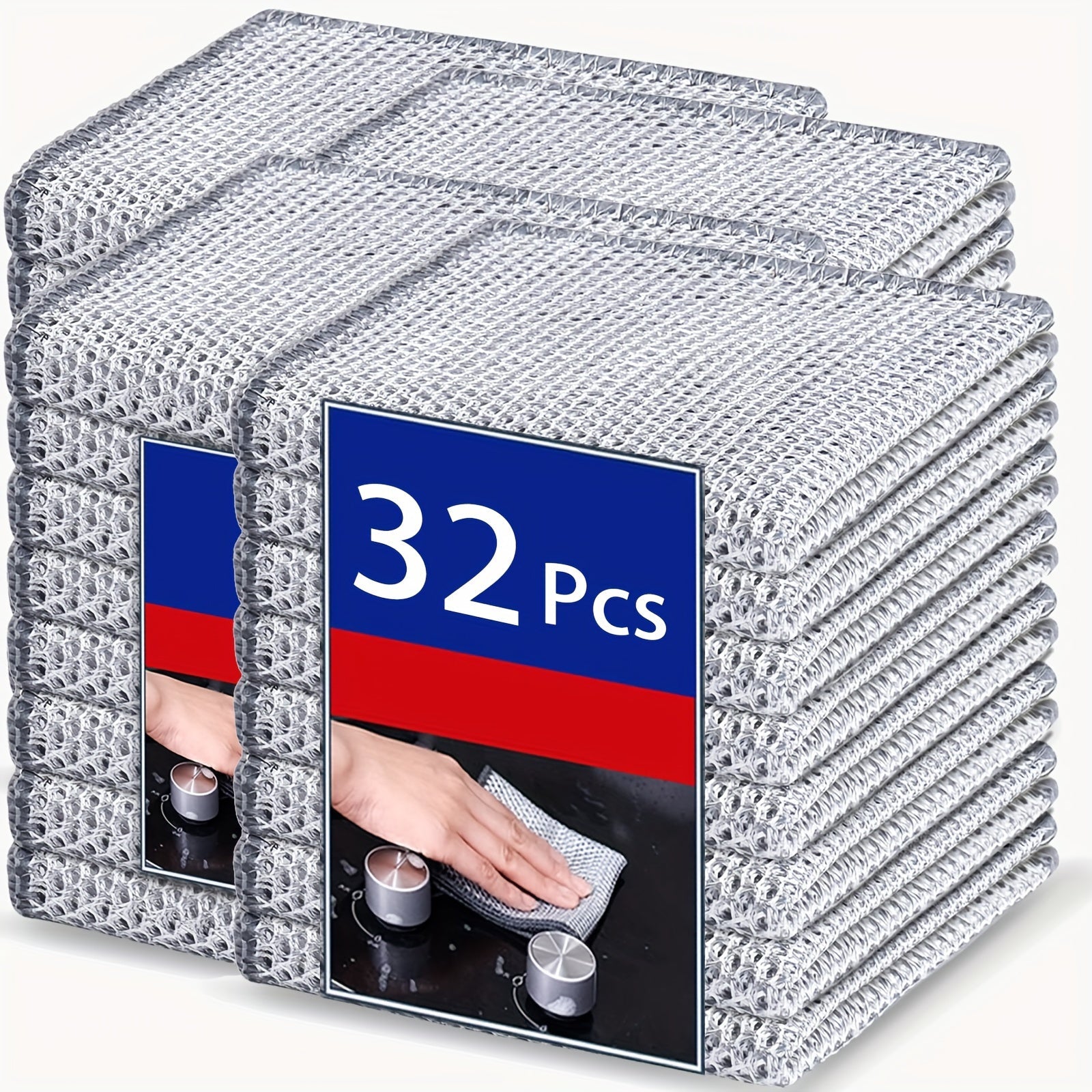 Mesh Microfiber Cleaning Cloths Pack of 8-32 Low Lint Space Design for Kitchen Bathroom Bedroom