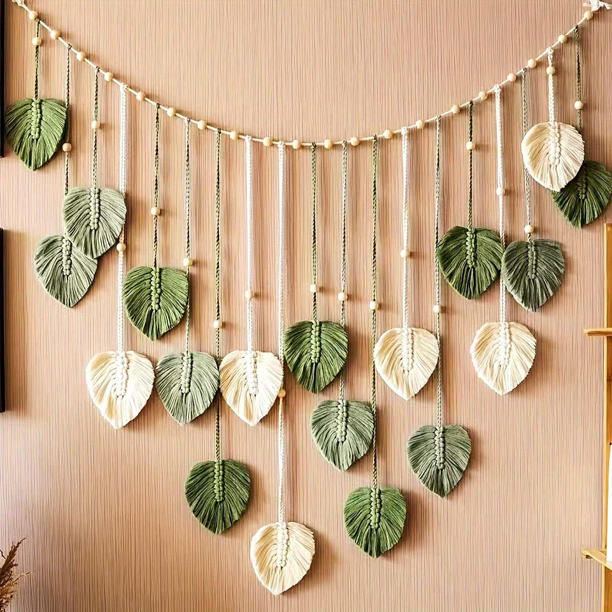 Handcrafted Leaf Wall Hanging Macrame Tapestry Boho Wall Decor for Living Room