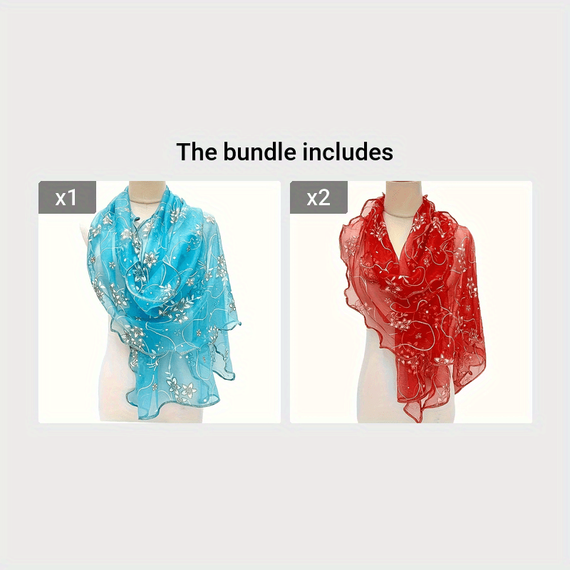 Bohemian Style Floral Embroidered Lightweight Shawl Wrap for Travel and Outdoor Use