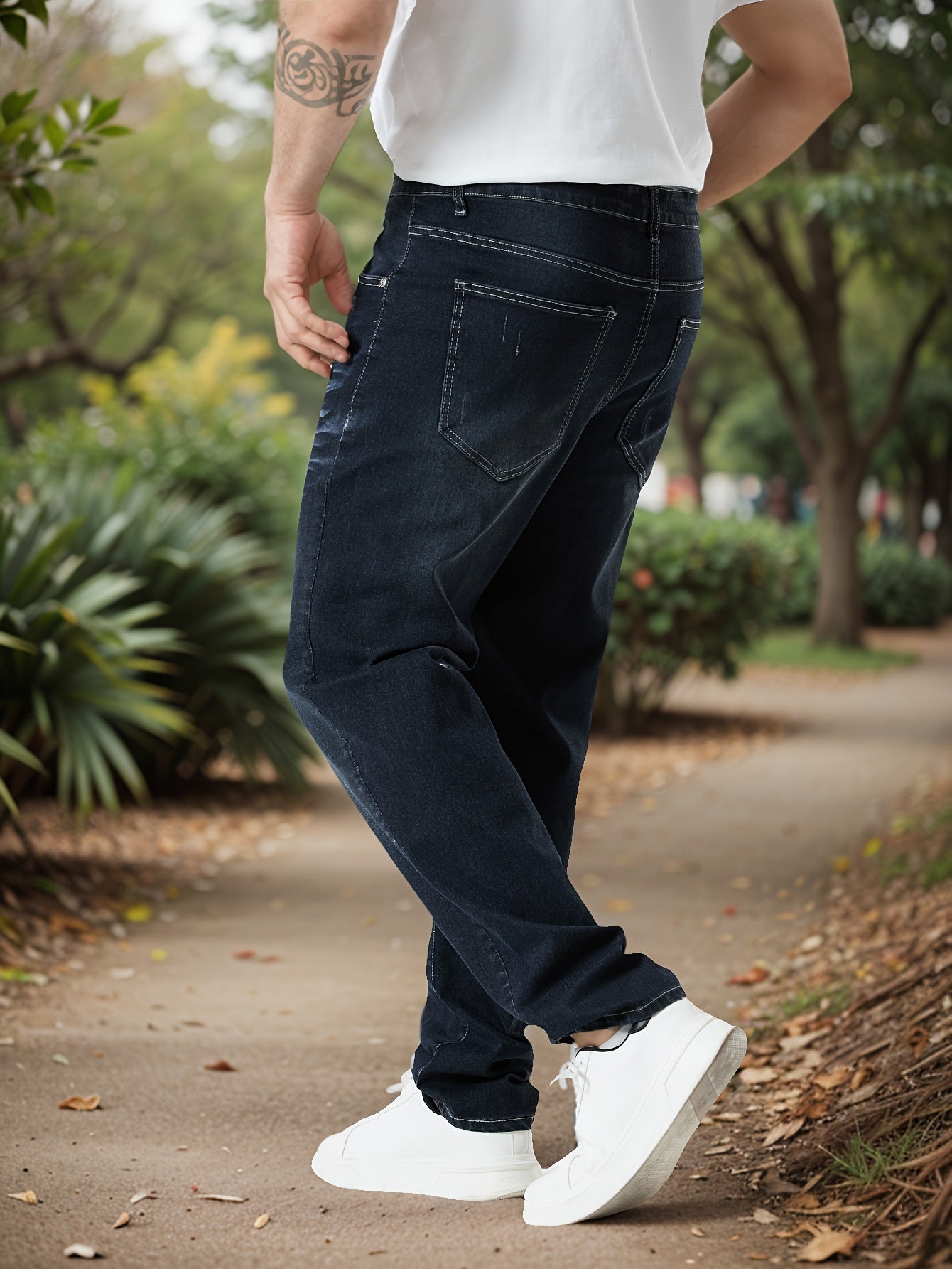 Men's Plus Size Denim Jeans Relaxed Fit Casual Streetwear All-Season