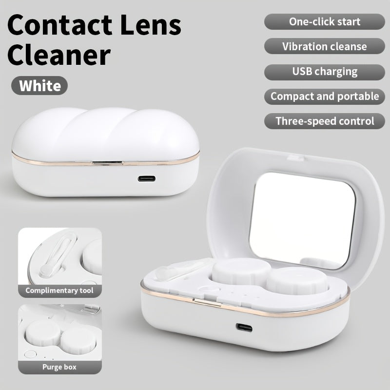 Limpiador de lentes de contacto con temporizador LED, limpieza automática, 4 velocidades, portátil, carga USB