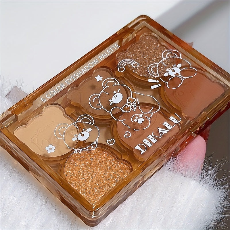 Paleta de sombras de ojos de 6 colores para mujer tonos tierra nude mate y con brillo compacto