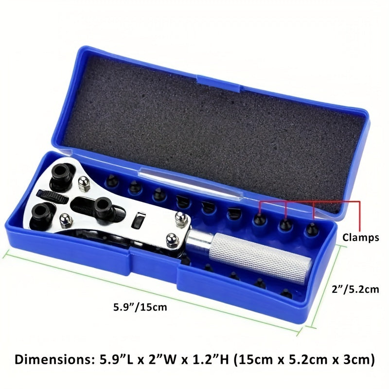 Adjustable Screw Back Wrench Watch Repair Tool with Watch Opener and Battery Remover