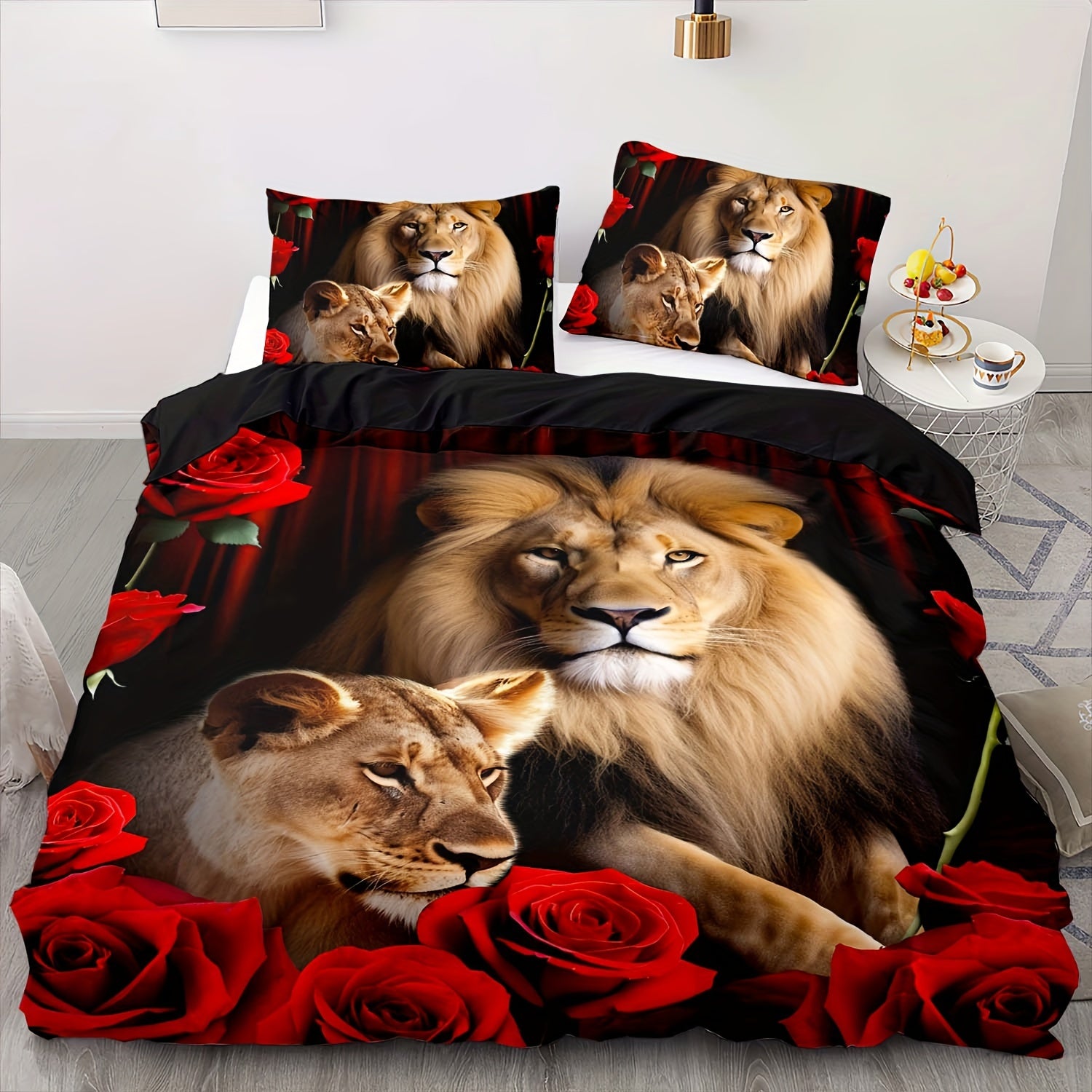 2/3 Pieces Duvet Cover Set King Size Animal Print Polyester Soft and Comfortable for Boys and Girls
