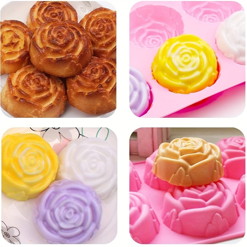 Large Silicone Rose Cake Mold and Soap Mold Set for Baking and Crafts