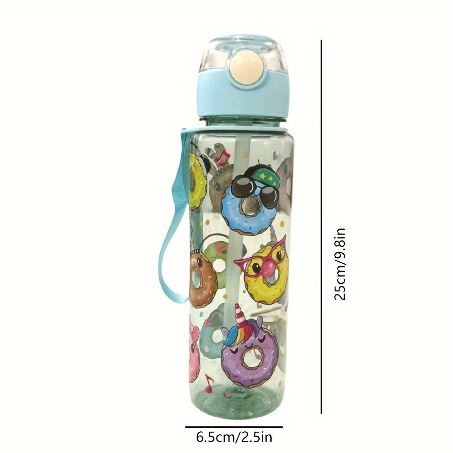 Cute Donut Design Water Bottle 700ml BPA-Free High-Temp Resistant Portable Leak-Proof Outdoor Use