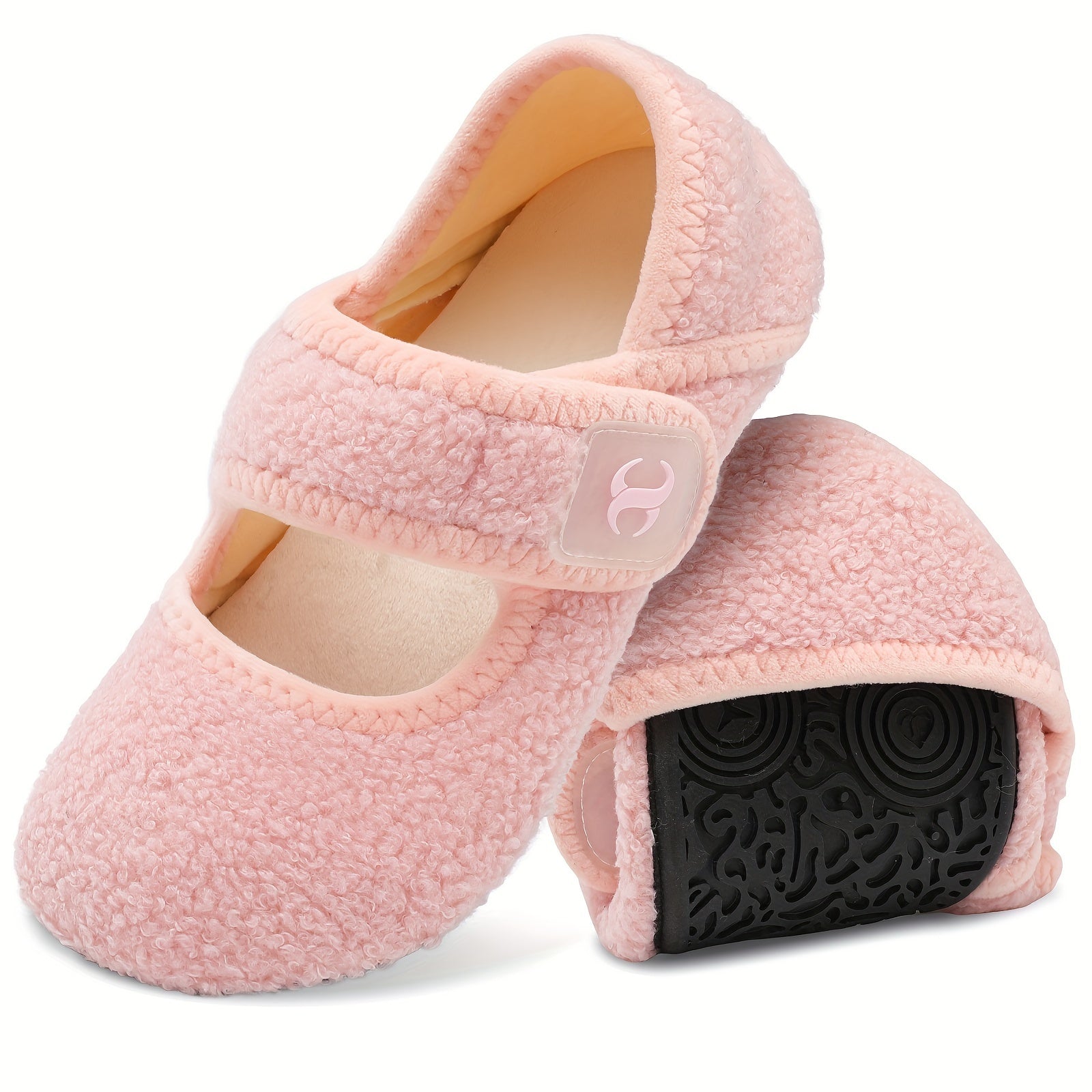 Women's Slip-On Flats - Soft Warm Lightweight Shoes with Hook and Loop