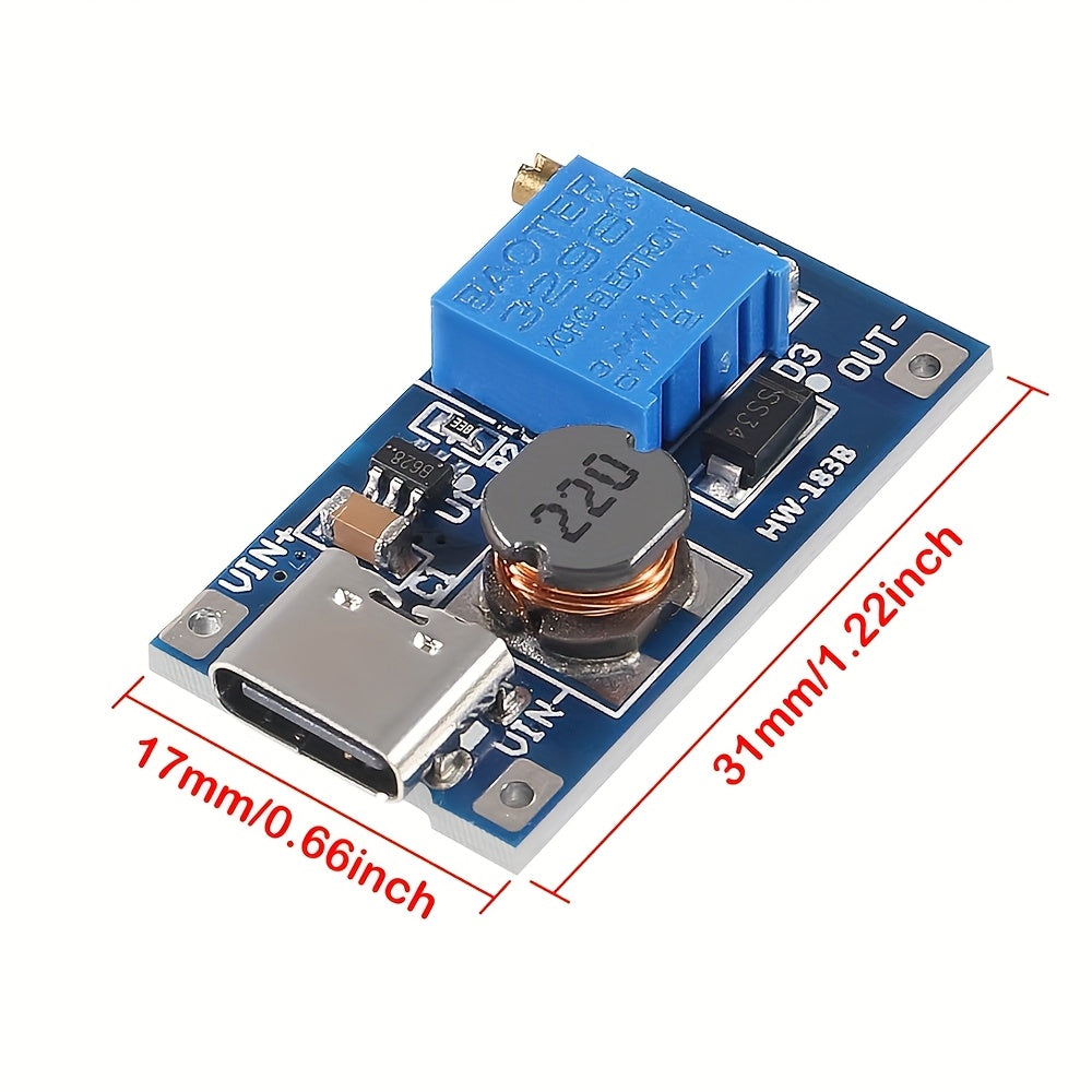 2/10pcs Adjustable DC-DC Step Up Converter Module 2V-24V to 5V-28V 2A Micro USB Type-C