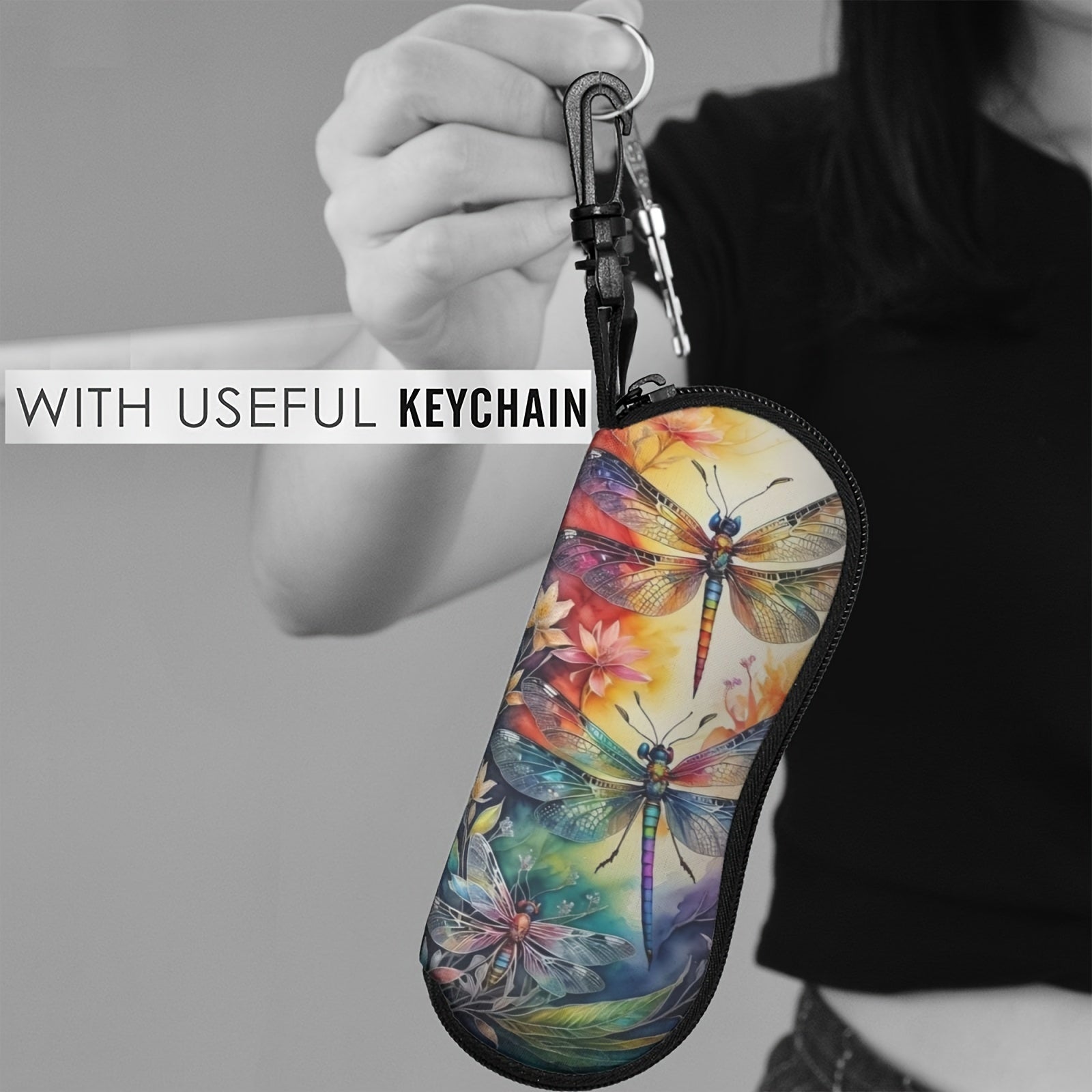 Erkaklar va ayollar uchun neoprendan tayyorlangan ko‘zoynak qutisi, zip va klip bilan, bardoshli himoya sumkasi