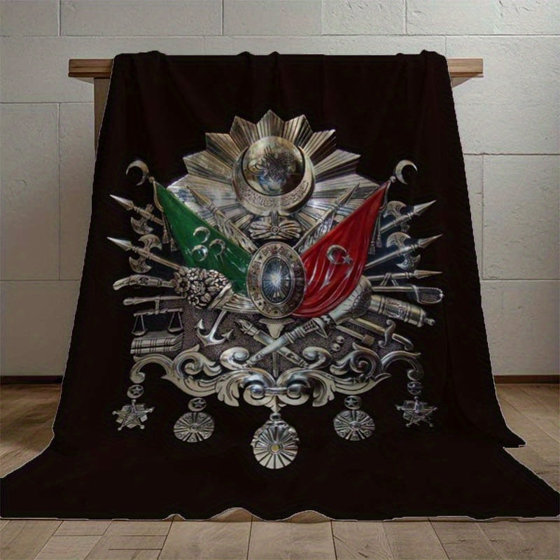 Плед из фланели с цифровым принтом в стиле аниме, герб Османской империи для дома, офиса, автомобиля, кемпинга