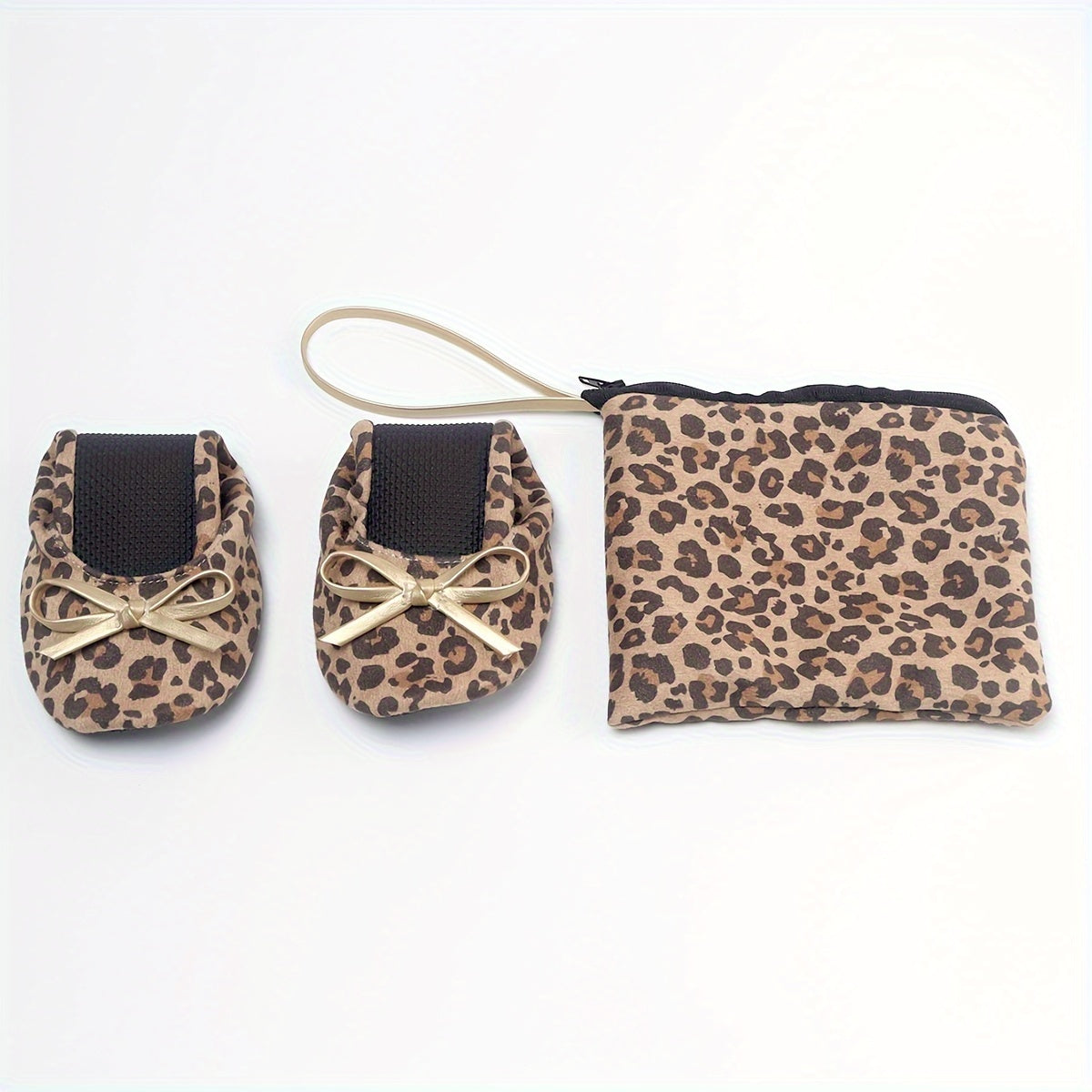 Women's Leopard Print Slip-On Dance Shoes with Bow, Soft Fabric, All-Season Style