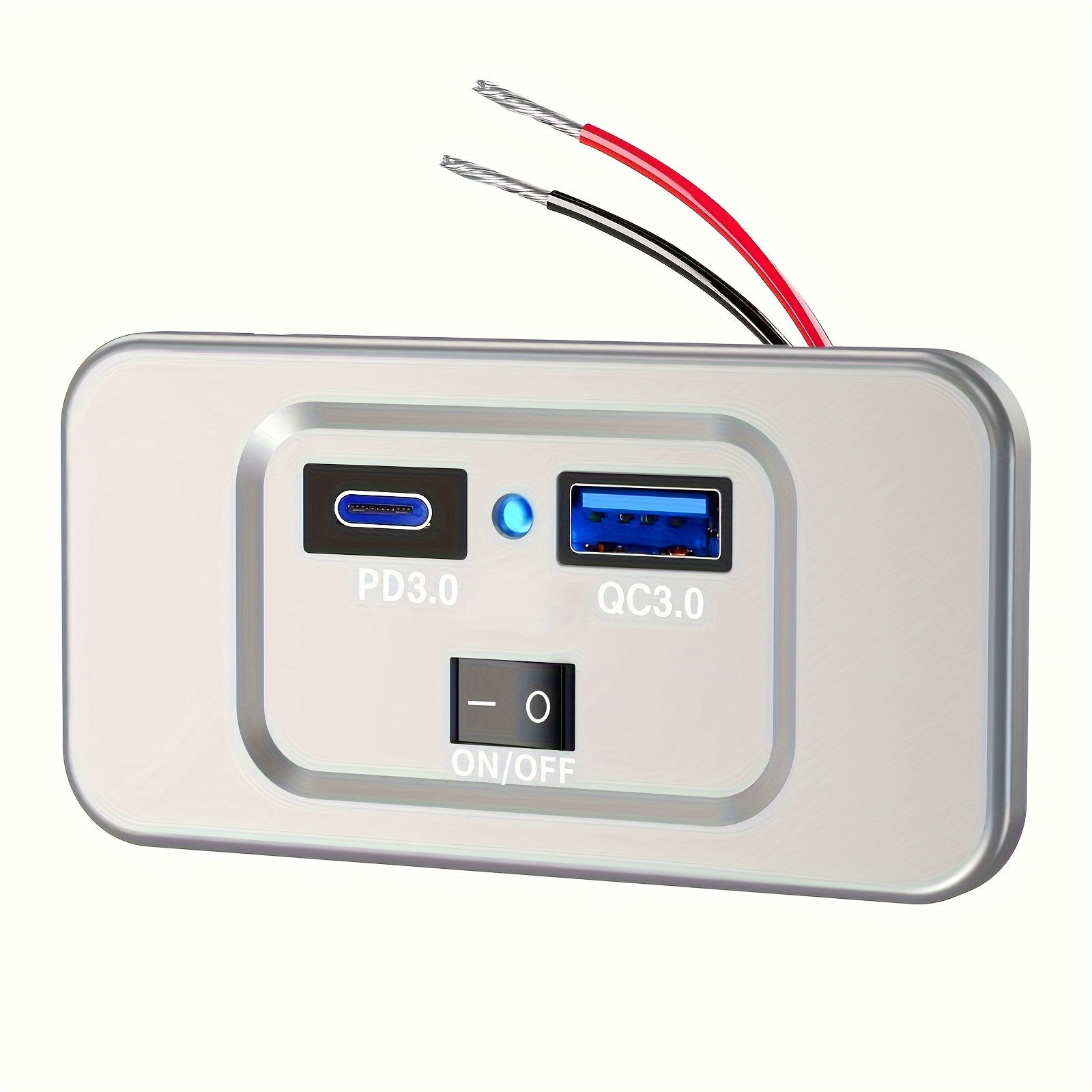 12V RV USB Outlet Wall Mount with PD3.0 and Quick Charge for Marine Truck