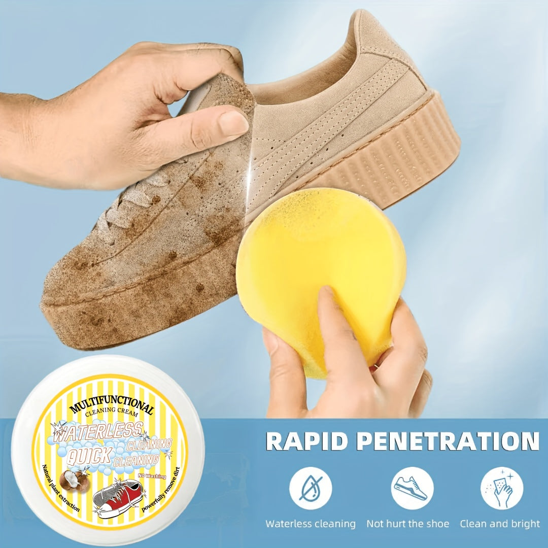 Multi-Purpose Shoe Cleaner Gel with Sponge for Sneakers and Leather - Whitening, Stain Removal, Jasmine Scent