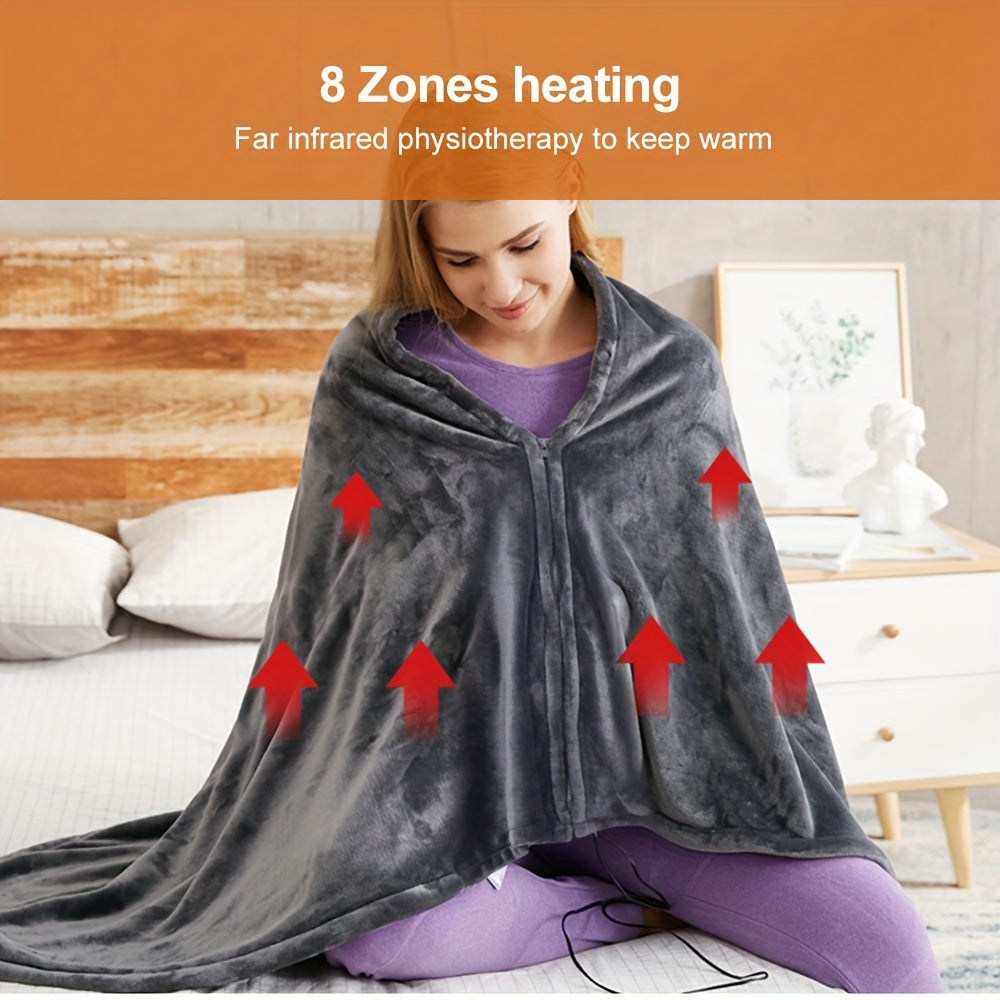 Electric Flannel Heating Blanket USB Charger 150x80cm Warm Shawl for Office Car Travel