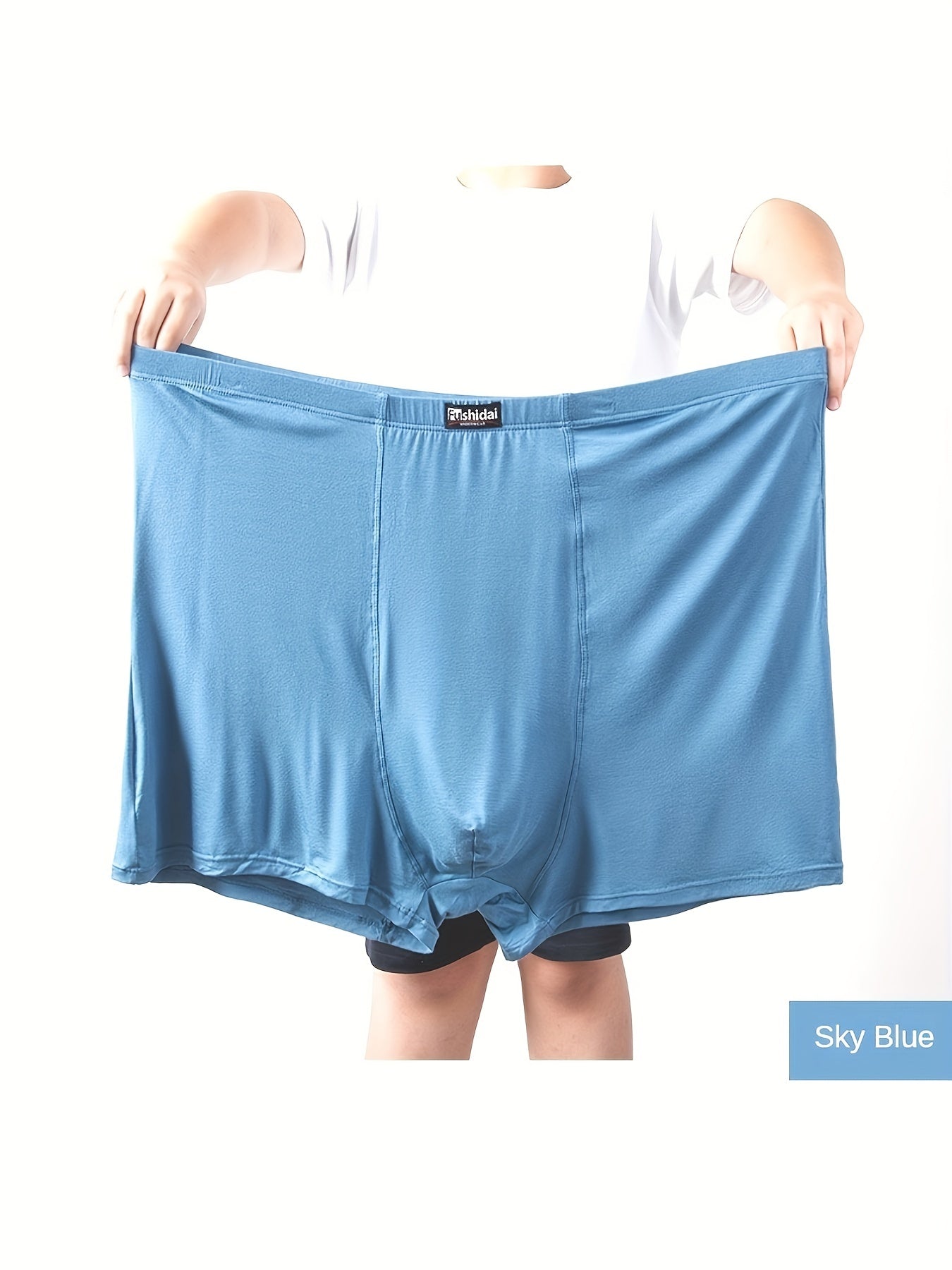 Men's Plus Size Modal Boxer Briefs Breathable Soft Casual Loose Underwear Set of 3