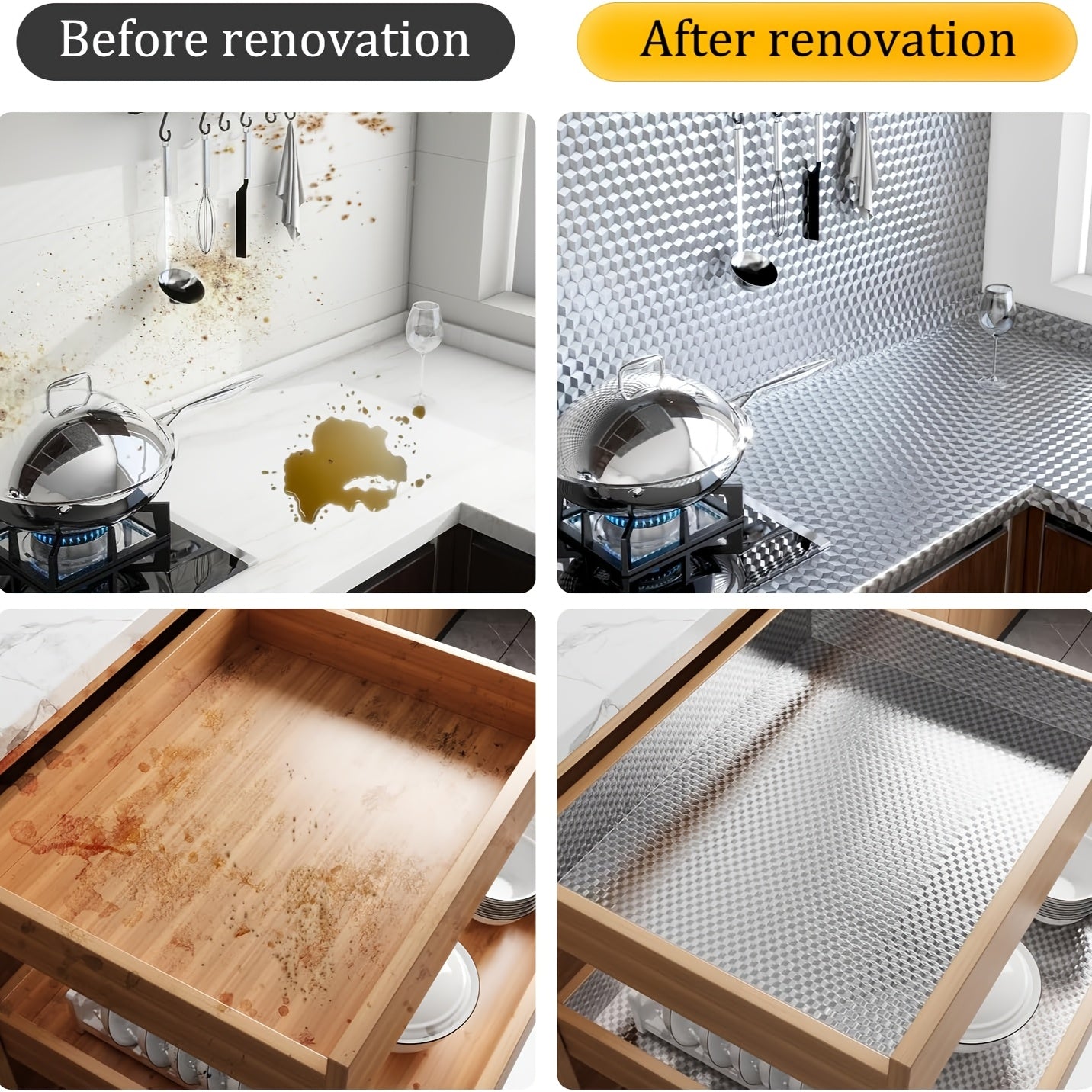 Kitchen Aluminum Foil Sticker Roll, Self-Adhesive, Residue-Free, Durable