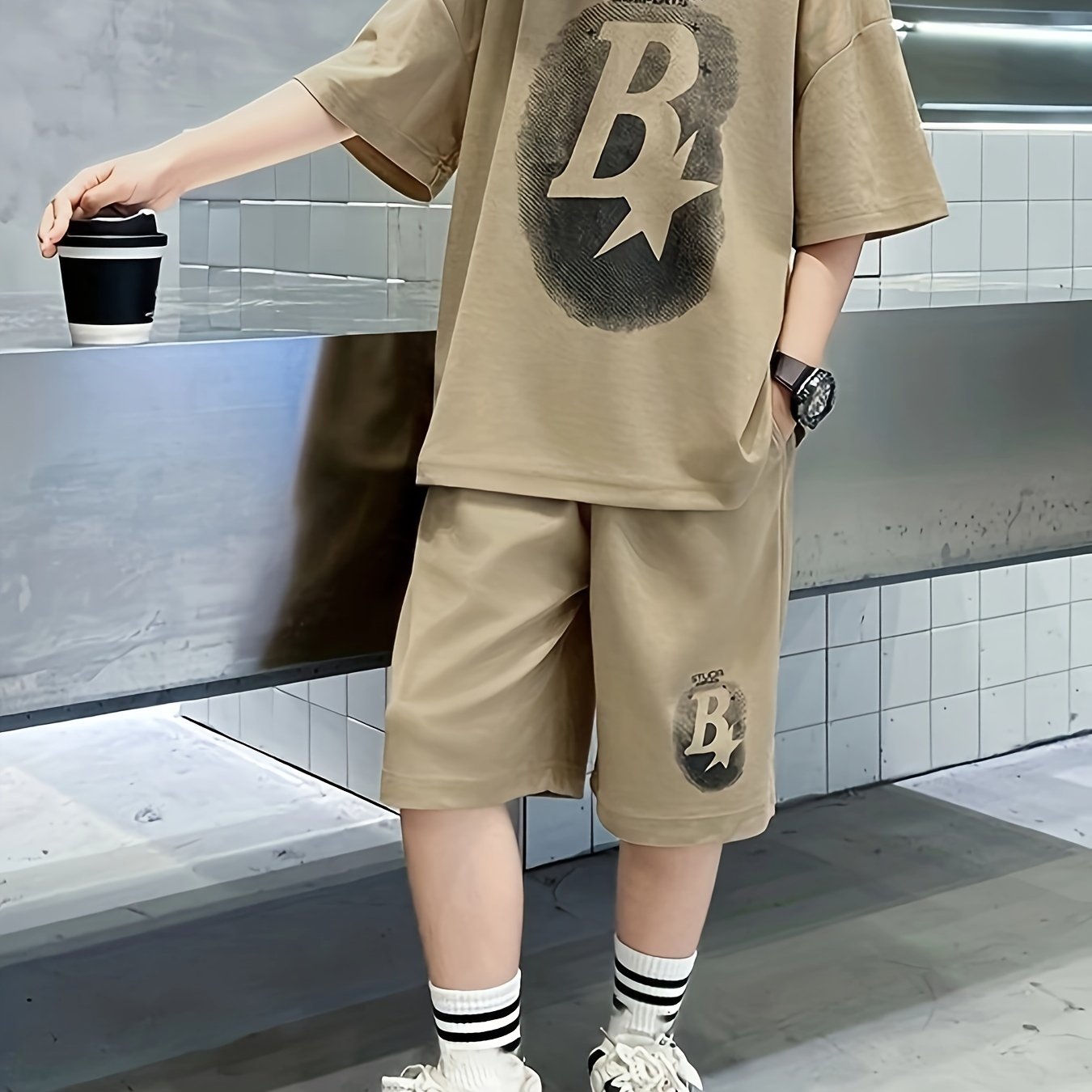 Kids' Summer Two-Piece Set Short Sleeve T-Shirt and Shorts Casual Comfortable